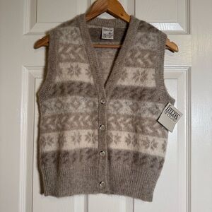 Vintage Hilda 100% Pure Wool Icelandic Button Front Sweater Vest Ladies Size XS